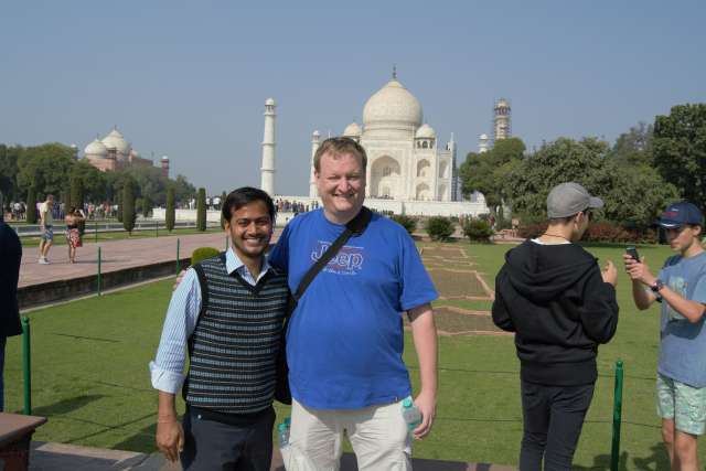Alexander Whaley at the Taj Mahal in 2015- a unique trip to experience Indian cuisine.