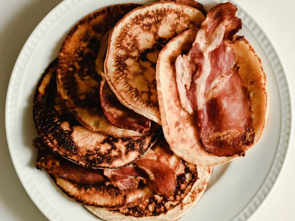 Shoulder bacon and pancakes stack