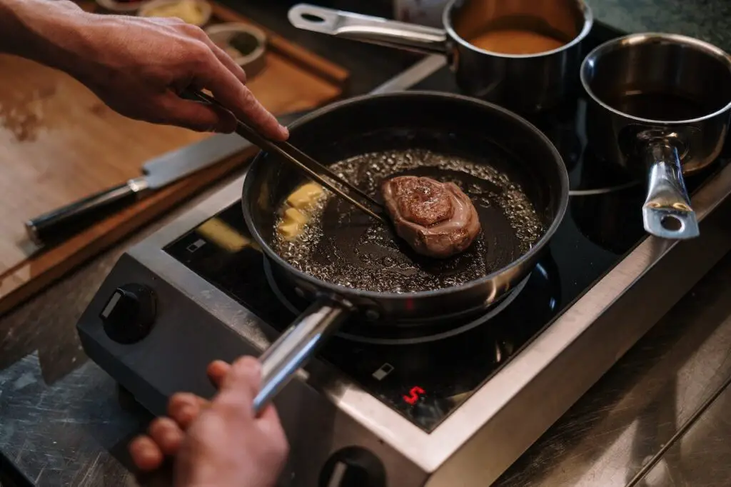 Steak reheated in pan
