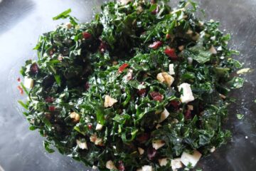 Zesty Kale Salad with Cranberry, Walnut and Feta