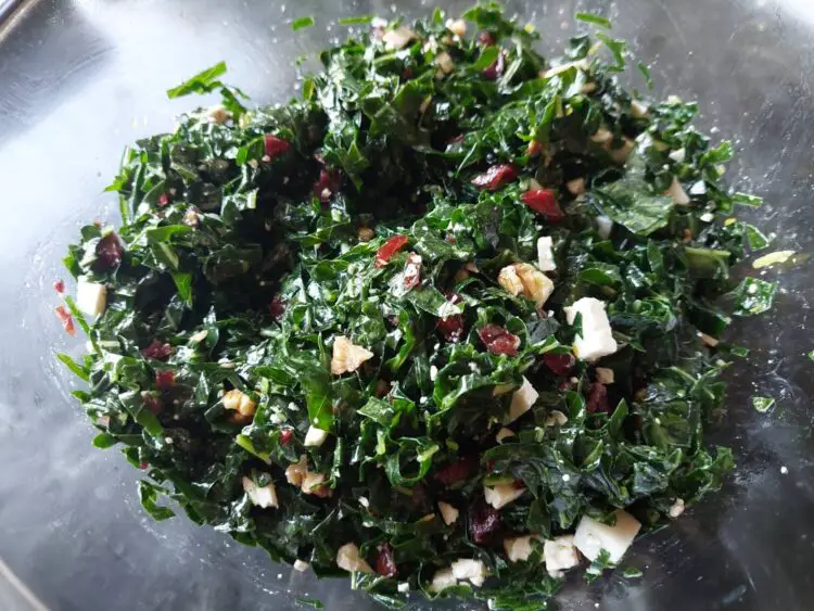 Zesty Kale Salad with Cranberry, Walnut and Feta