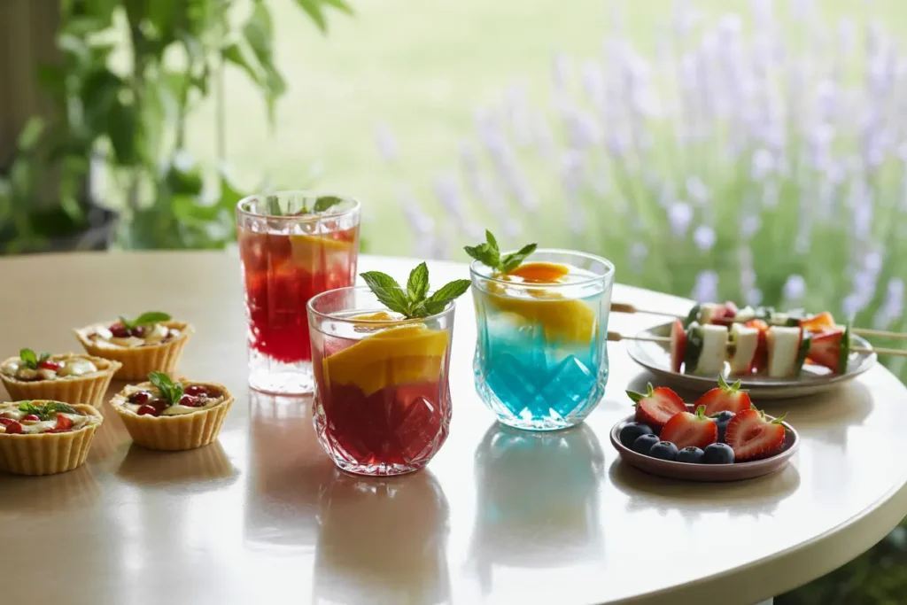 Bright colourful cocktails