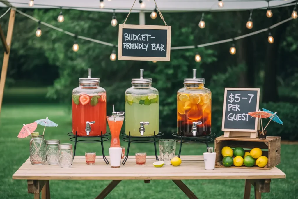 Well laid out outdoor bar for easy traffic management at a party