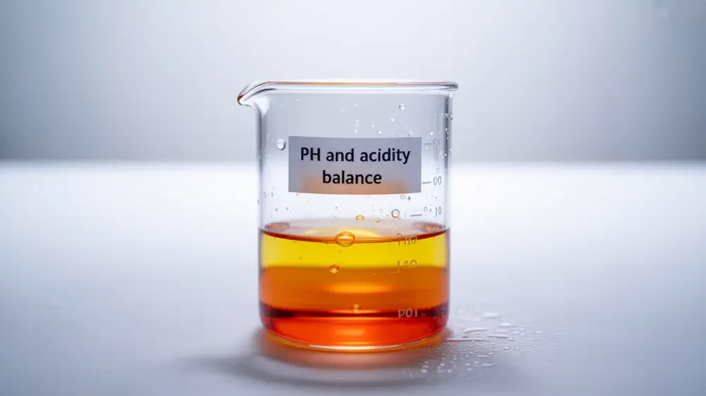 Beaker depicting balance between pH, Acidity and flavor