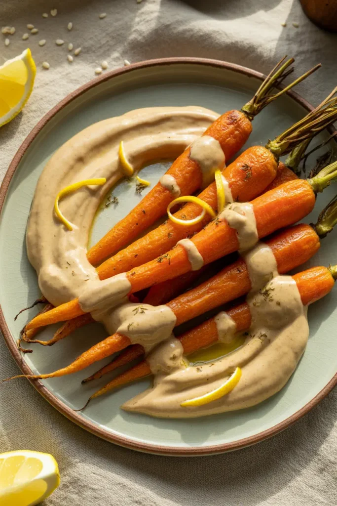Roasted Carrots with a Whipped Tahini & Lemon Drizzle