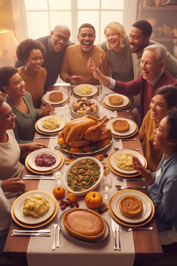 Family crowded around a small table.