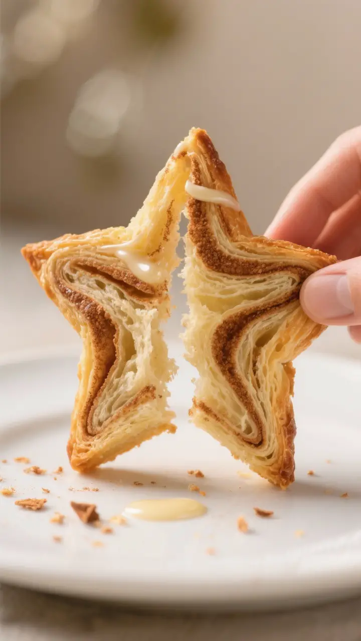 Close-up tear-and-share detail: Macro slice of a single star point being gently separated (no hands