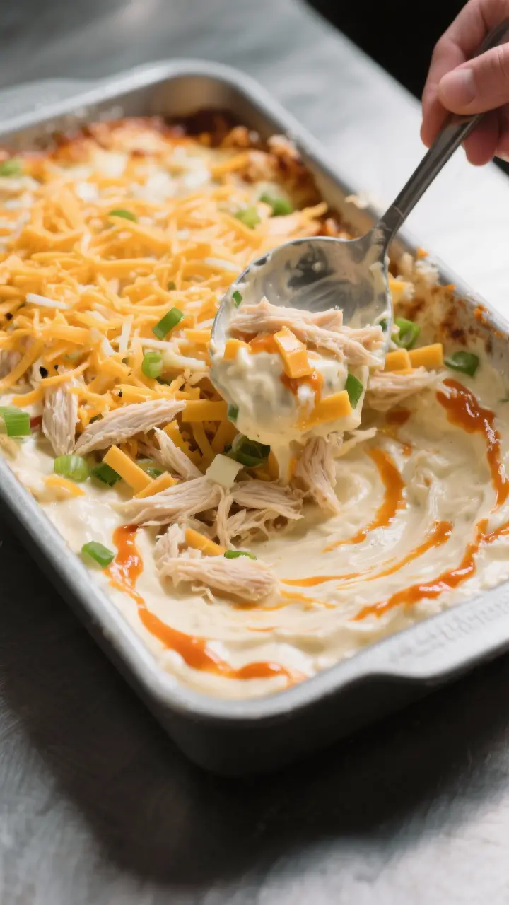 Cooking process: The “mix and transfer” stage captured in a professional kitchen style—creamy 