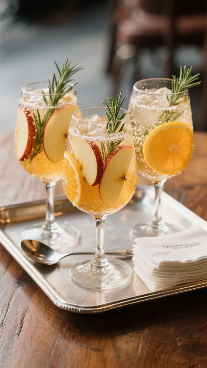 Final presentation: Restaurant-quality spread of sangria service on a tray—three stemmed glasses f