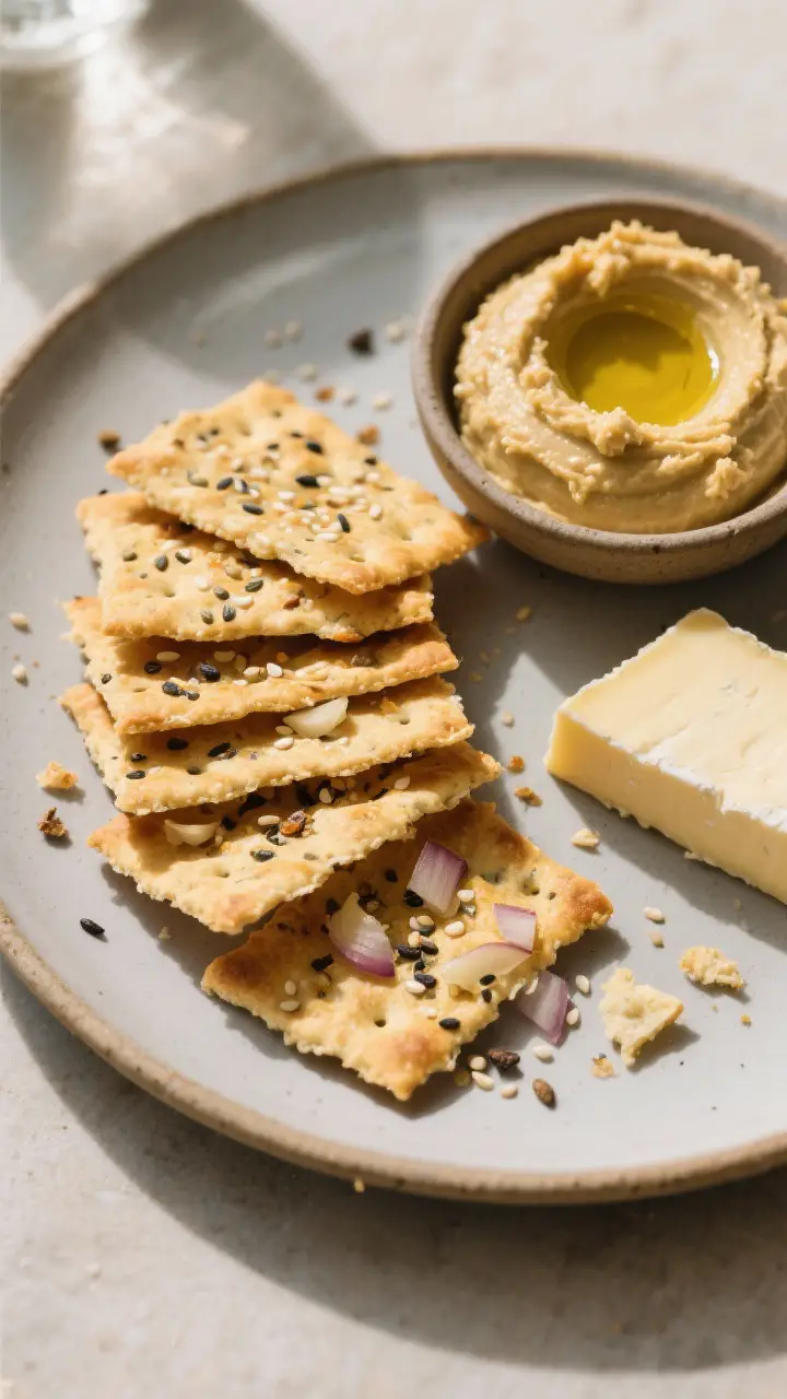 Final presentation shot: Restaurant-quality plating of golden, ultra-crispy sourdough discard cracke