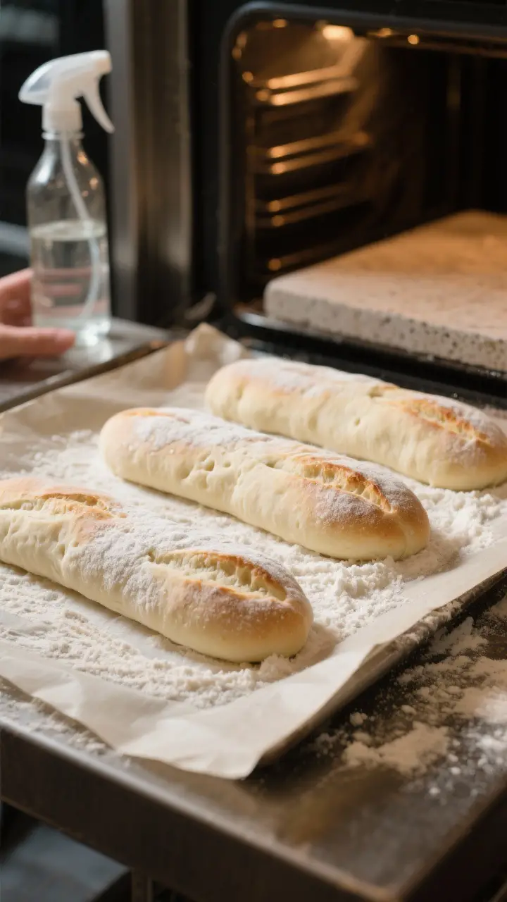 Process moment: shaped ciabatta loaves after final proof, wobbling pillow-soft and ready to bake, re