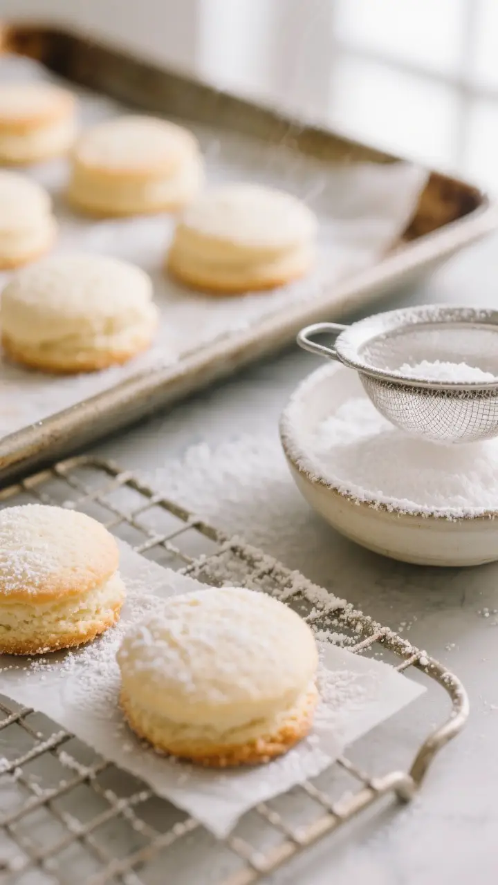 Close-up detail: Warm Butter Ball Chiffons just out of the oven on a parchment-lined baking sheet, a