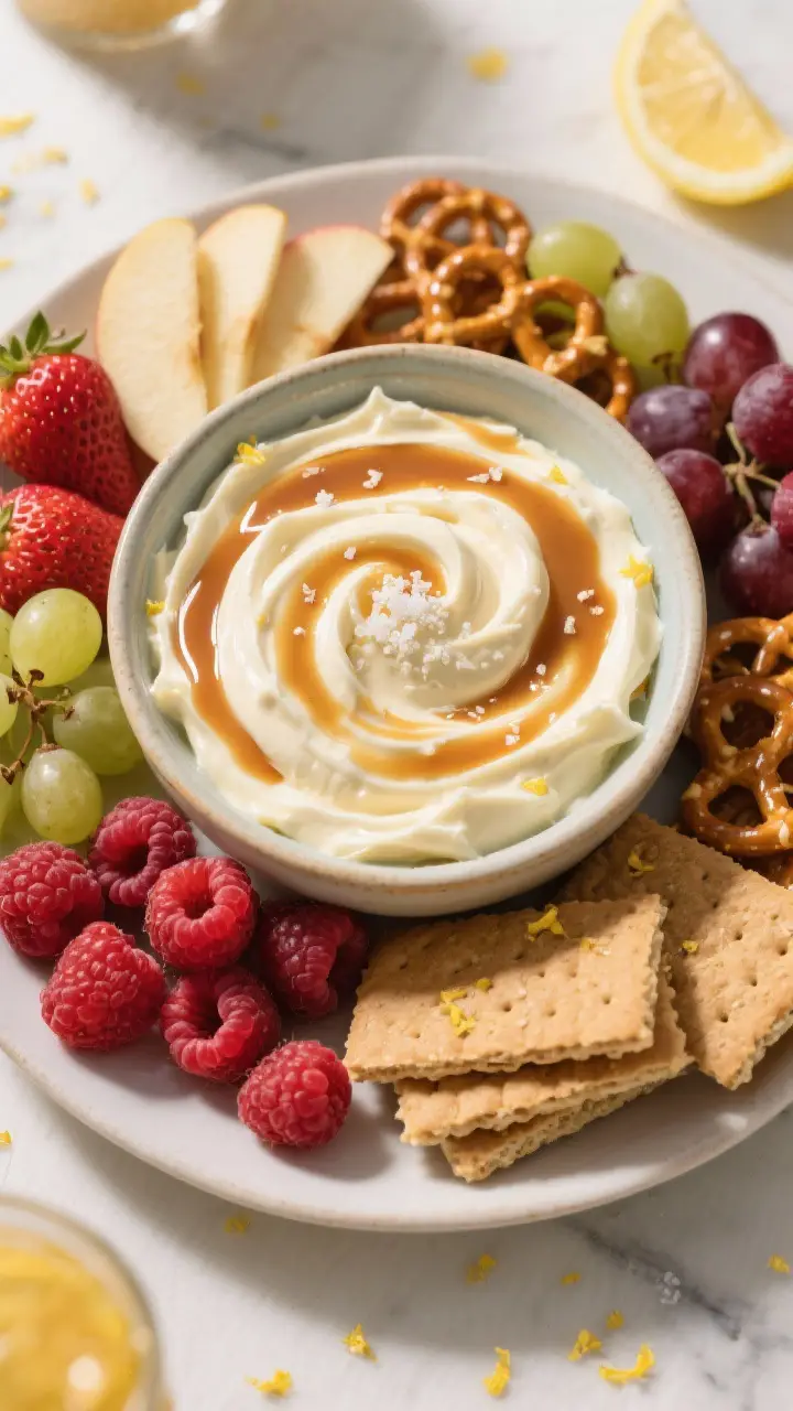 Final dish presentation: Beautiful party platter top view featuring a shallow ceramic bowl of Cheese