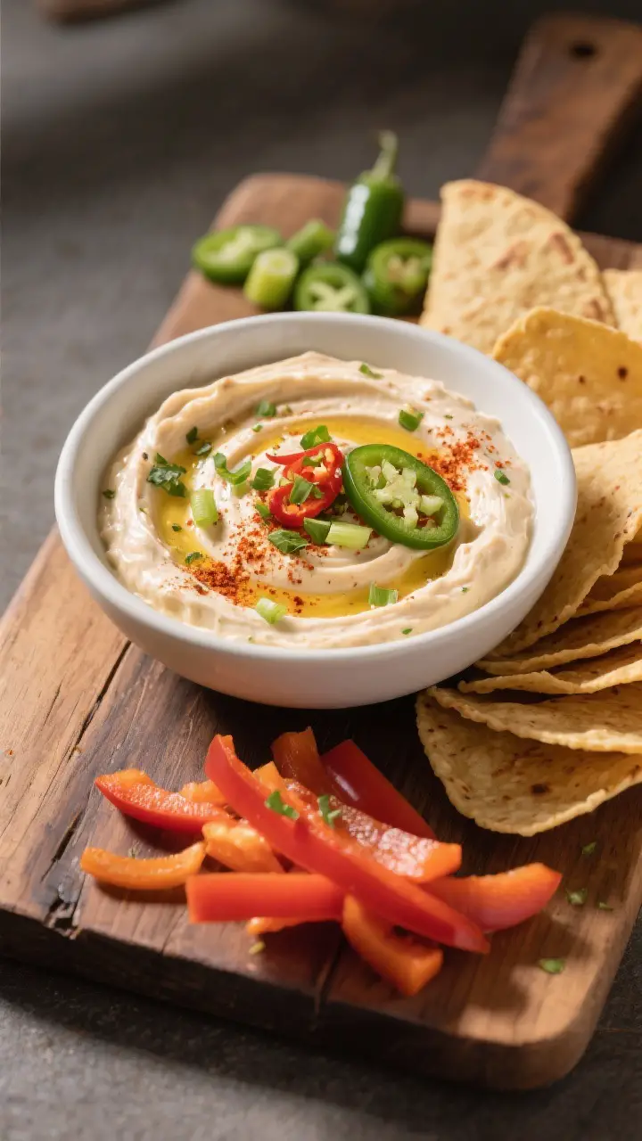 Final dish presentation: Onion Ole dip scooped into a shallow matte white bowl, ultra-creamy swirl s