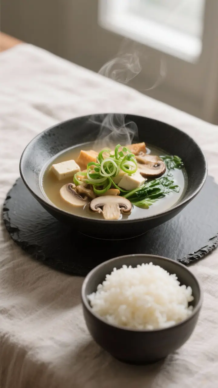 Final dish presentation: Restaurant-quality plating of “Instant Pot Miso Soup Without Dashi” ser