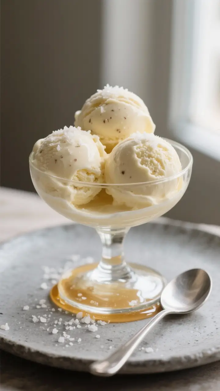 Final dish presentation: Restaurant-quality scoops of classic vanilla custard ice cream (3 scoops) i