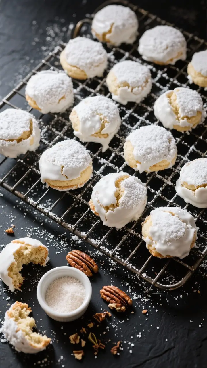 Tasty top view: Overhead shot of a cooling rack filled with fully coated Butter Ball Chiffons after 
