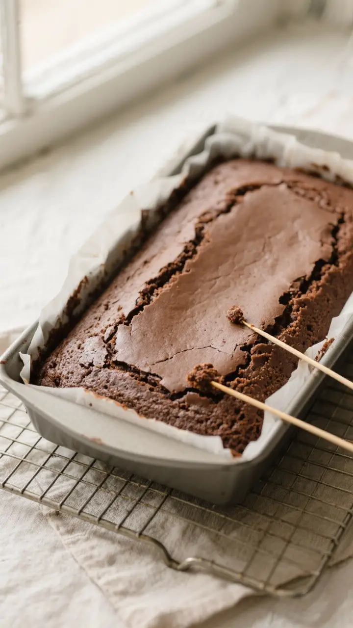Tasty top view: Overhead shot of a freshly baked Chocolate Butter Tater Cake in a 9x13 pan, unfroste