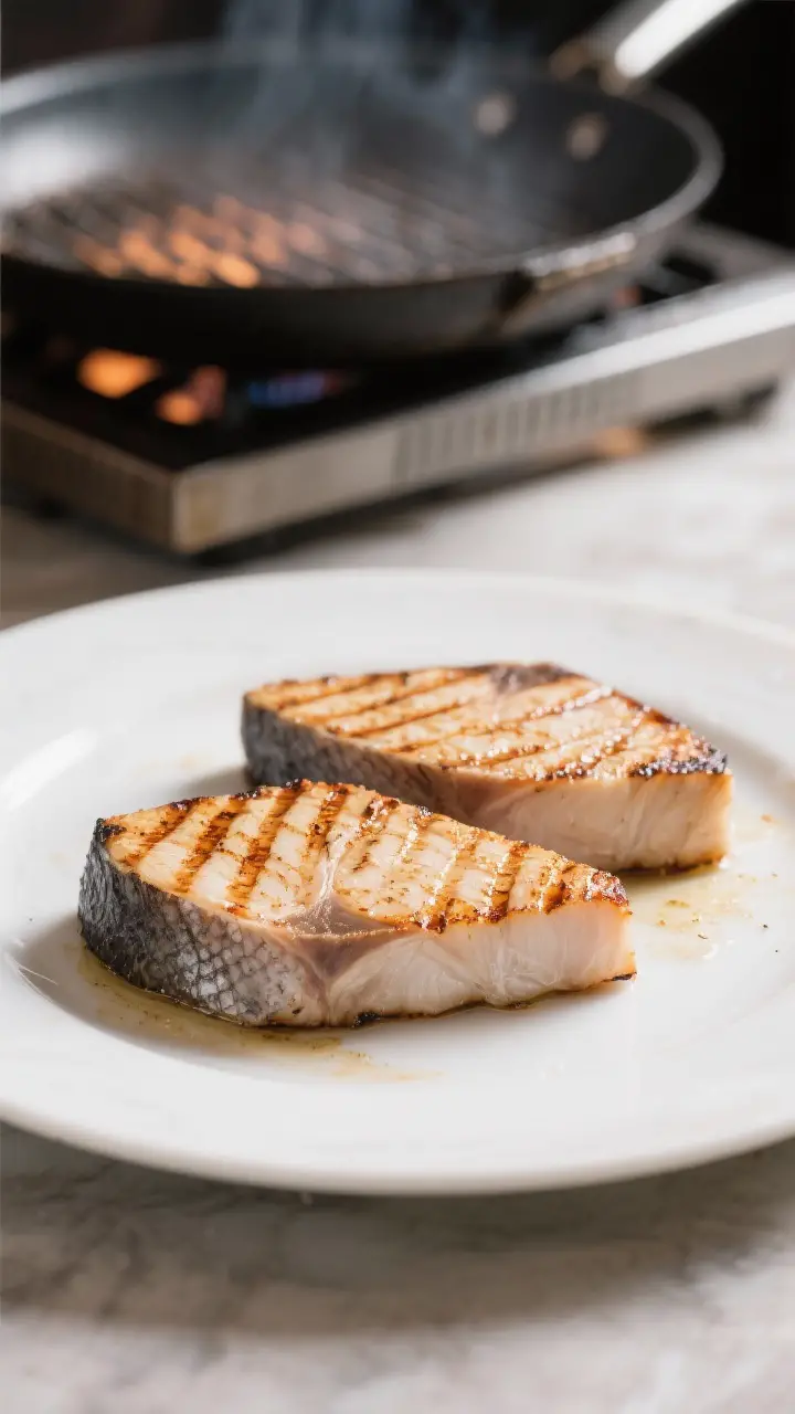 Cooking process, grill marks: Swordfish steaks (1–