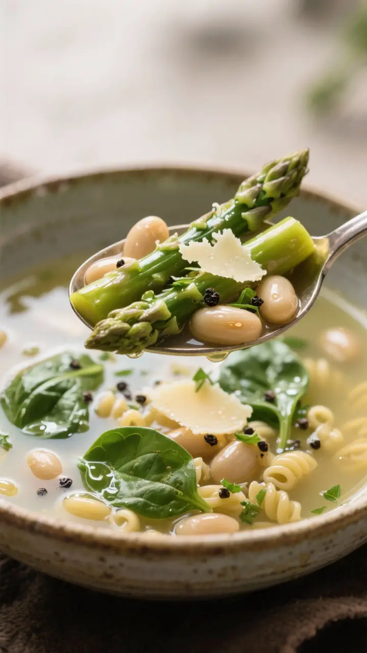 Final plated detail: Close-up of a spoonful lifted above the bowl showing perfect textures—firm as