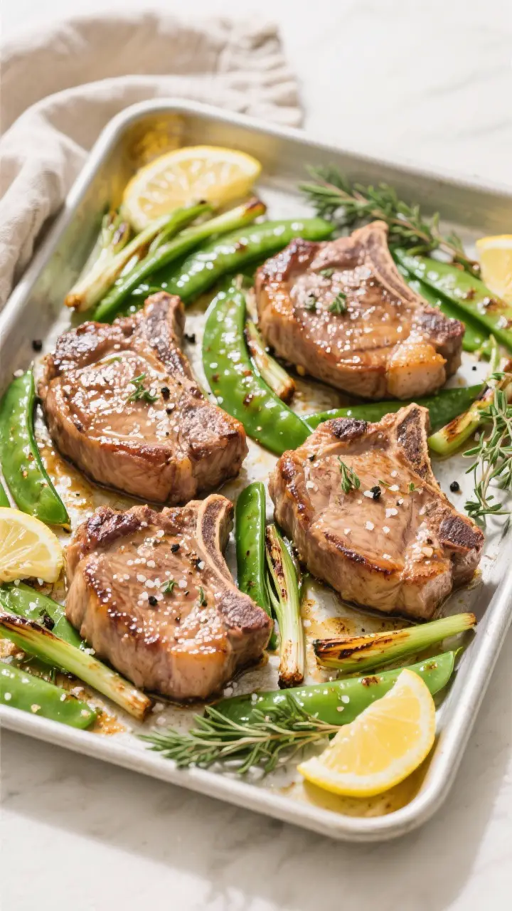 Tasty top view, overhead shot: Overhead shot of the finished sheet pan after flipping and final roas