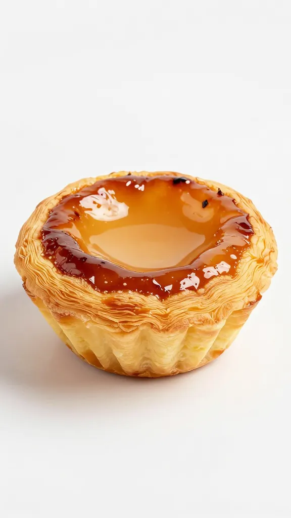 single pastel de nata with caramelized blistered top