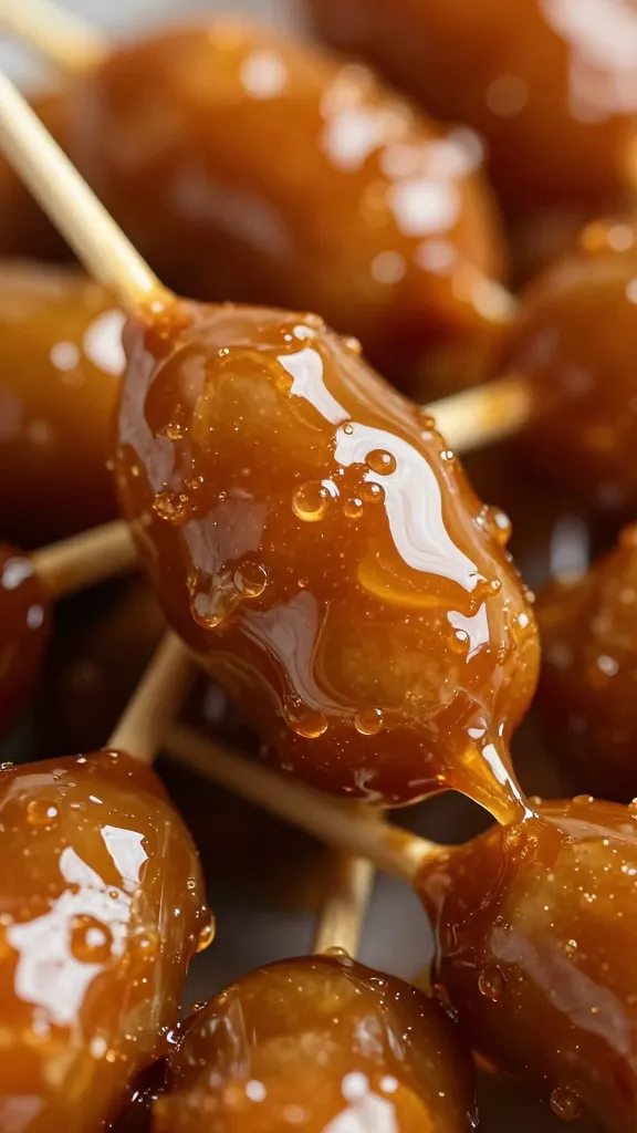 closeup of loukouma covered in honey drizzle