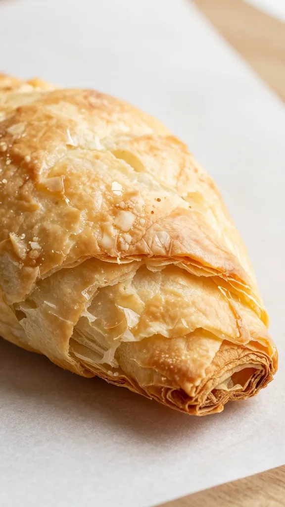 guava pastelito on parchment, flaky layers in macro