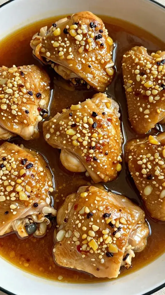 garlic-studded chicken thigh basting in Catalina braise