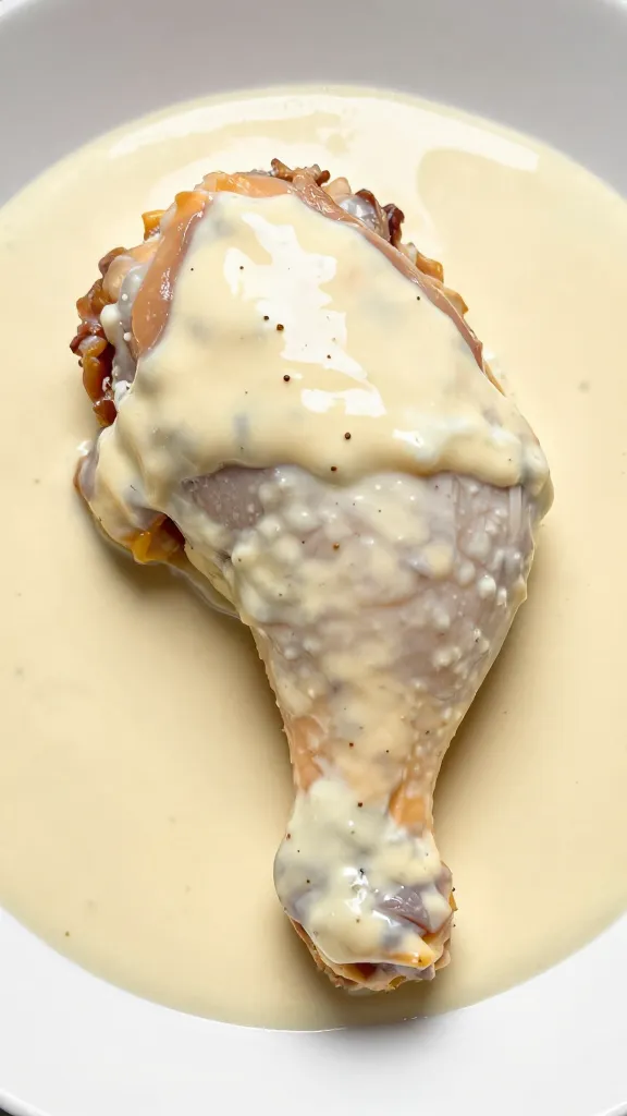 single chicken thigh coated in sumac cream sauce