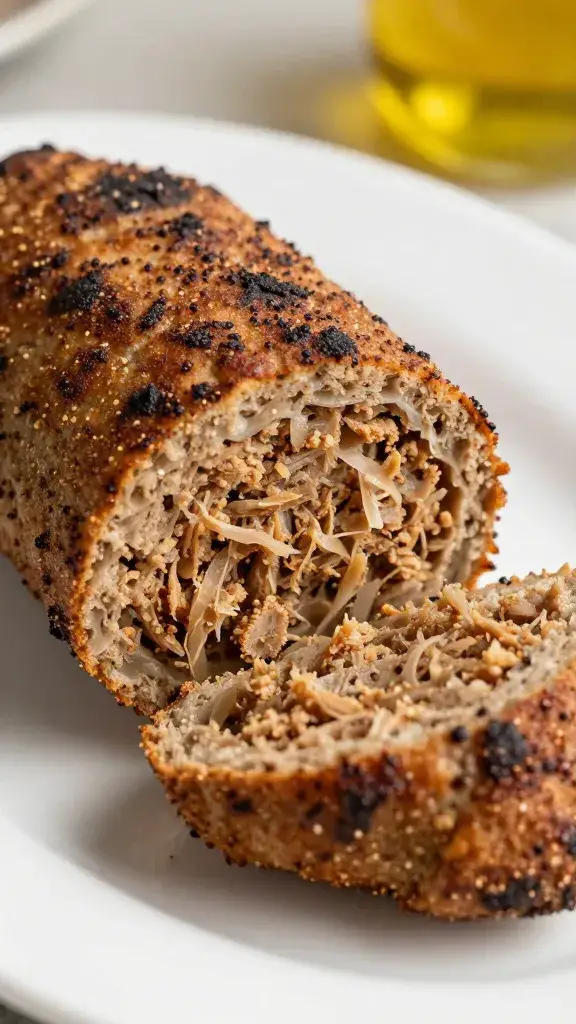 sliced kafta patty revealing tender interior crumb