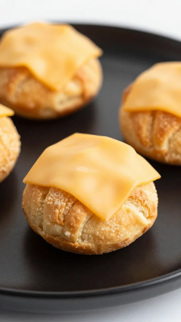 closeup mini cheese danish on matte black plate