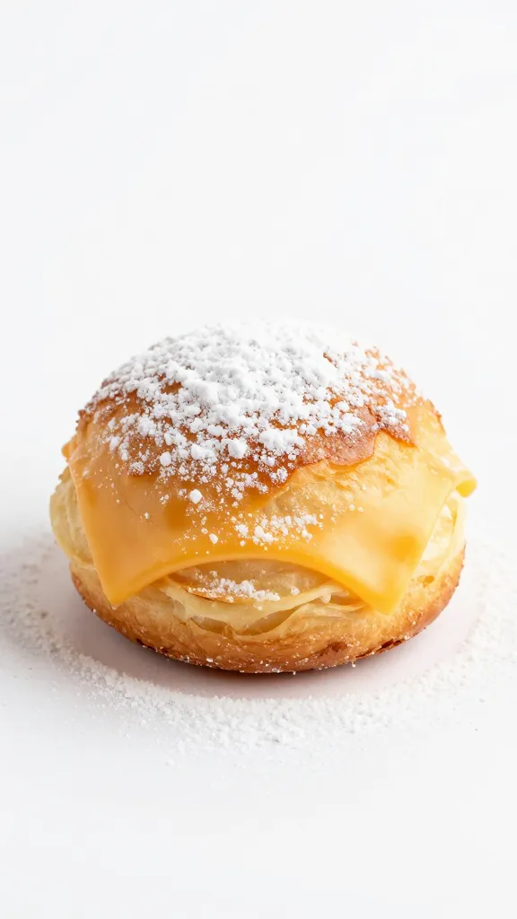 single mini cheese danish dusted with powdered sugar
