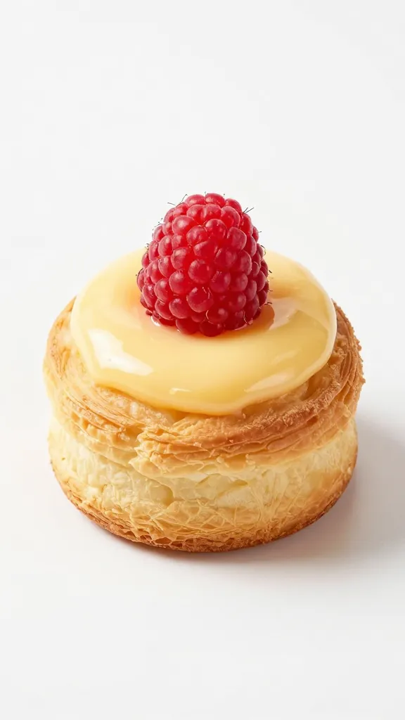 single fruit-topped mini cheese danish, raspberry garnish