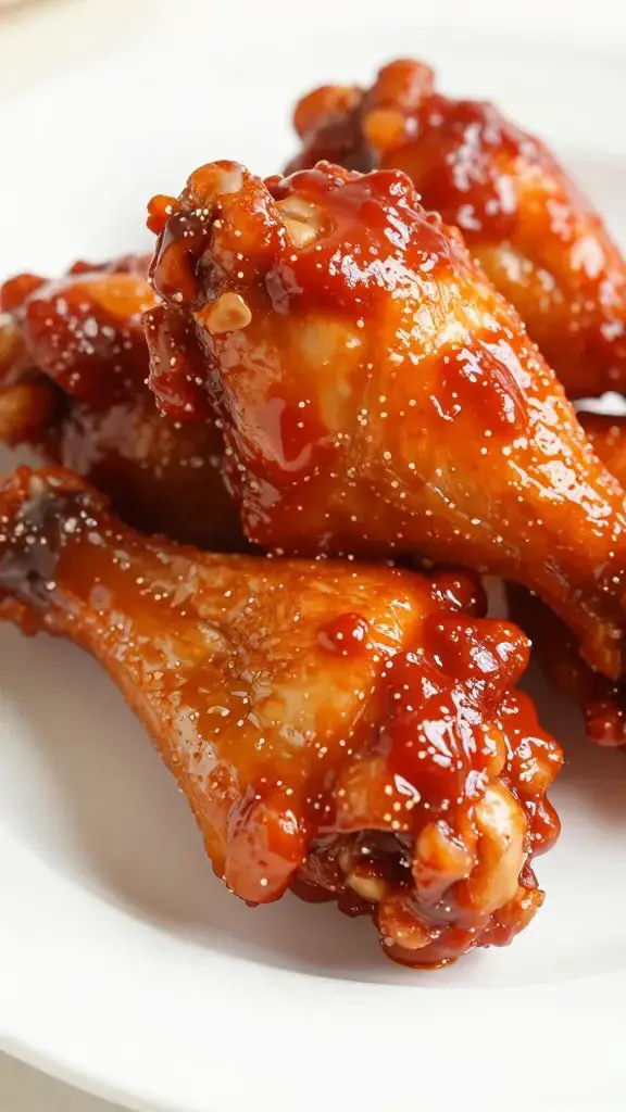 closeup of glossy gochujang chicken thigh on white plate