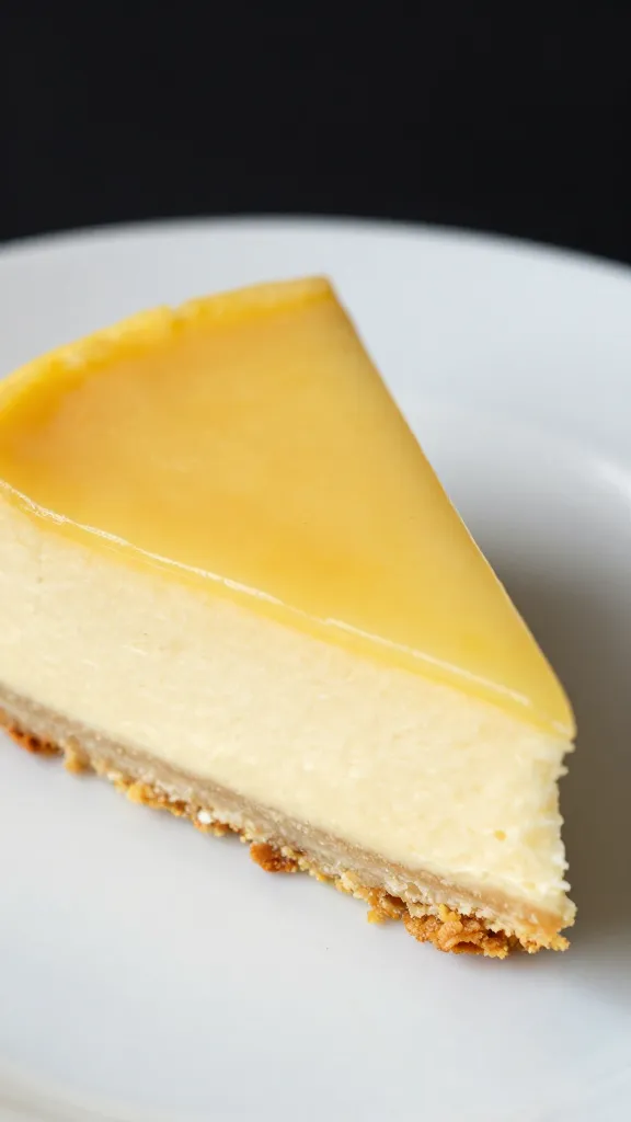 closeup slice of lemon custard cake on white plate