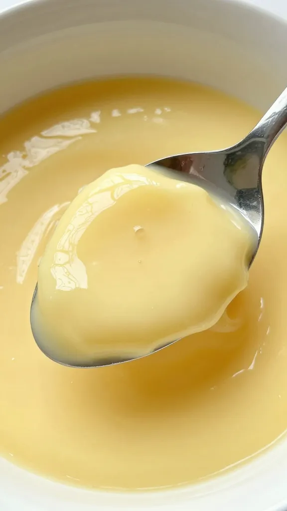 spoonful of silky lemon custard from cake center