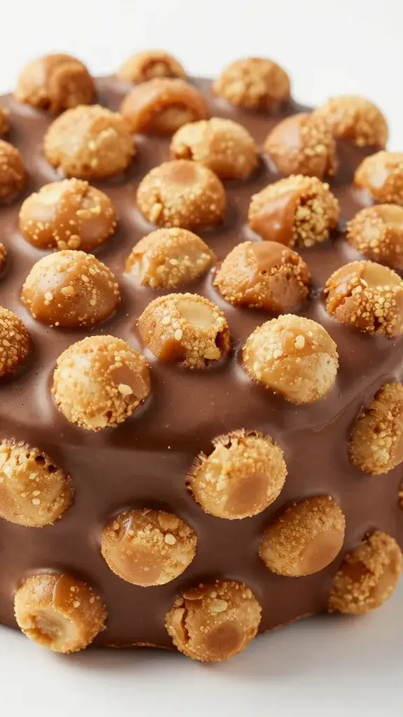 closeup slice of chocolate caramel toffee crunch cake