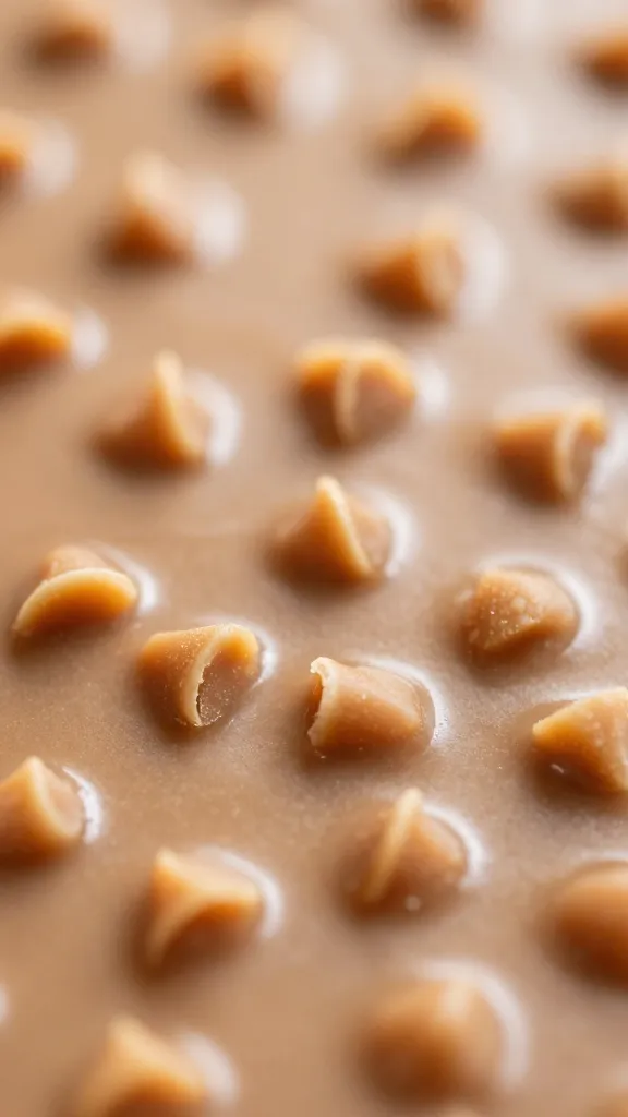 macro of toffee-studded ganache surface