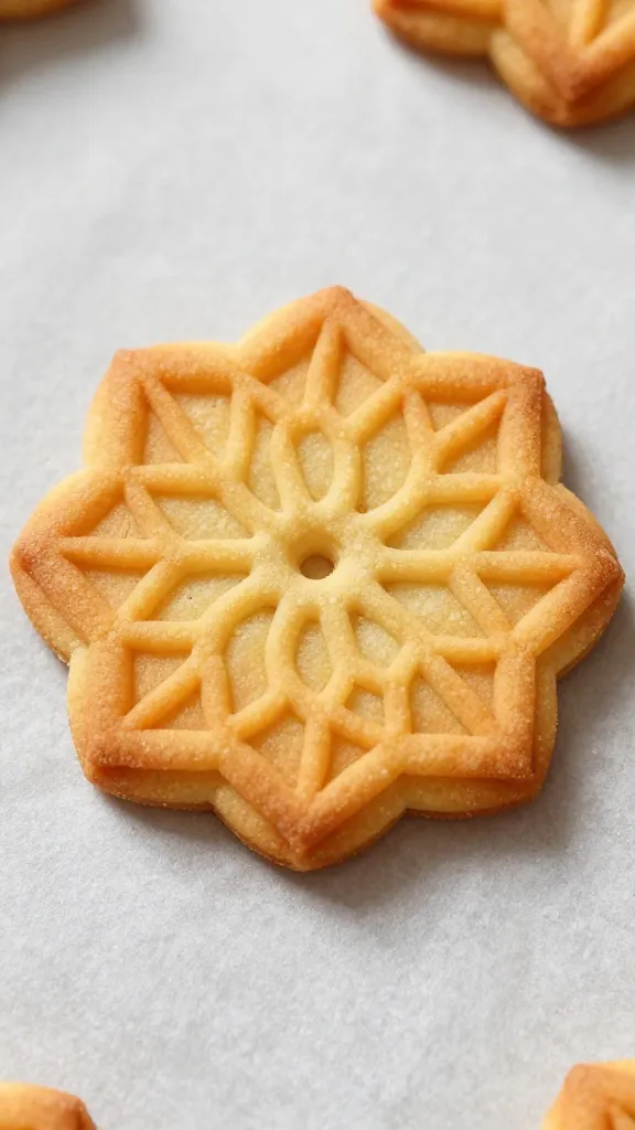 closeup of single orange lace cookie on parchment