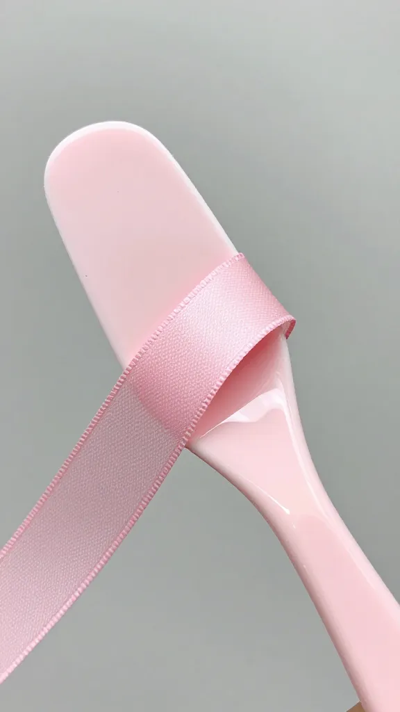 glossy macaronage ribbon folding off spatula, macro