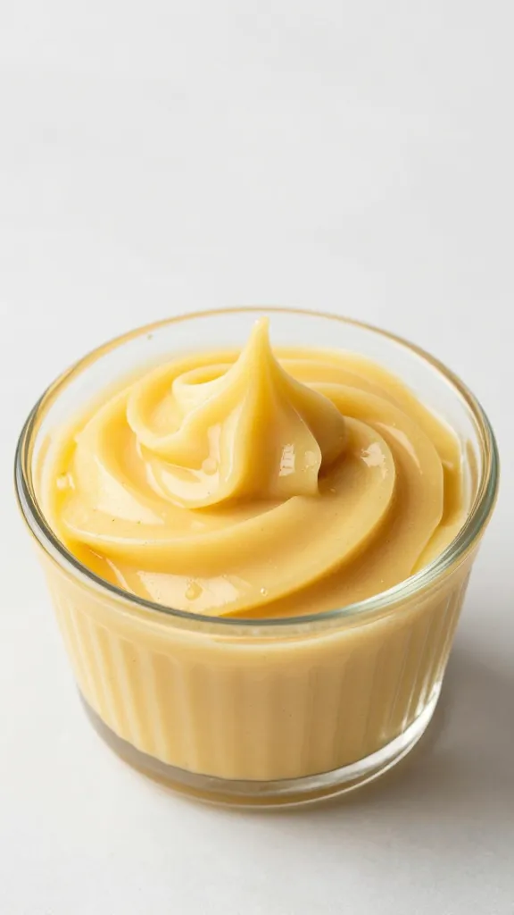 cookie butter swirl in small glass ramekin, overhead