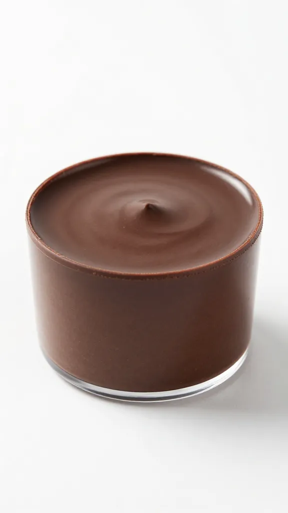 chilled mousse cup with glossy dark chocolate layer
