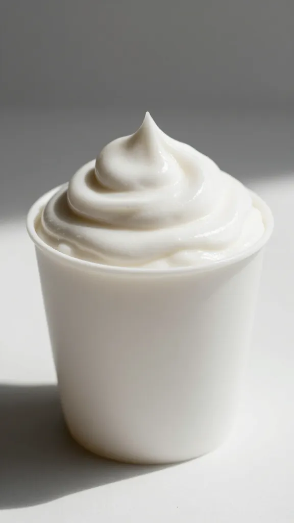 overhead mousse cup with precise layered edges