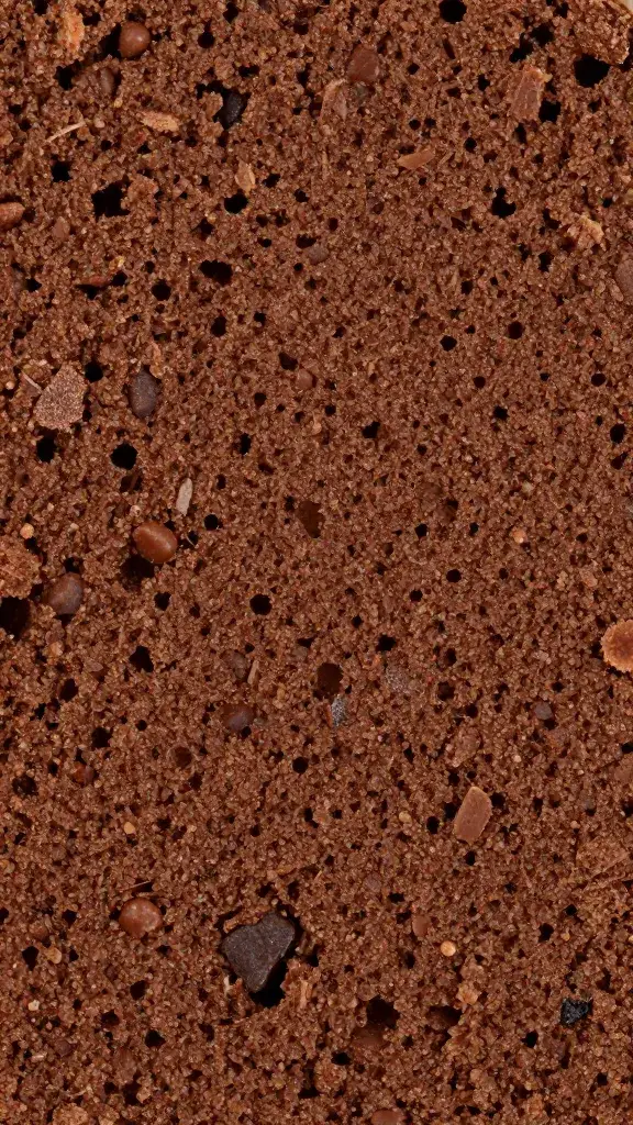 crumb texture of tender chocolate sponge, macro closeup
