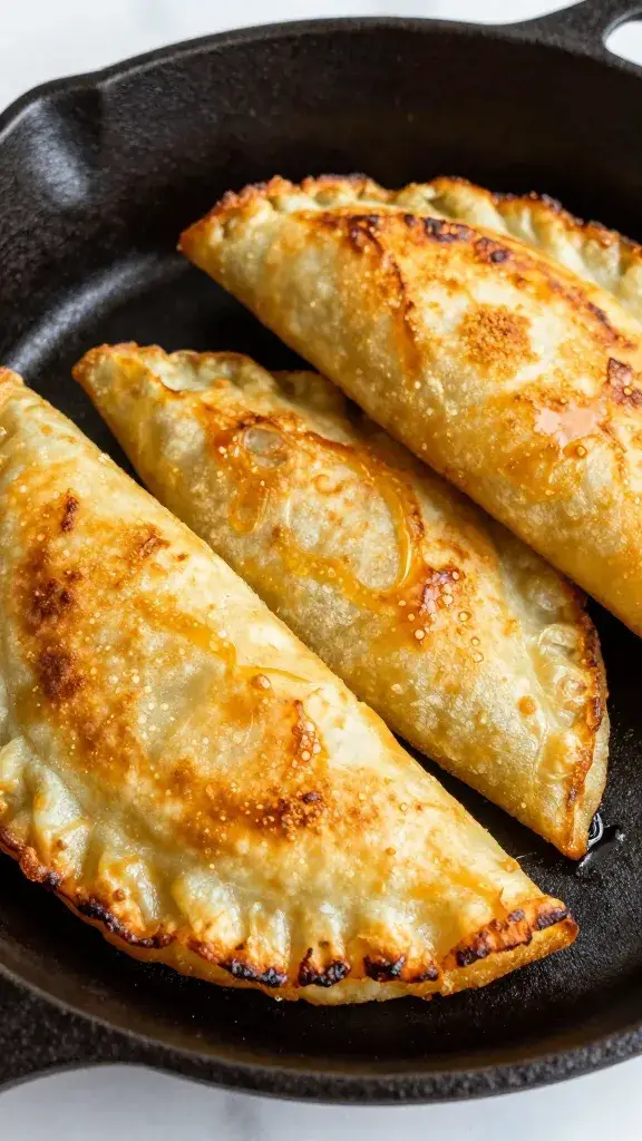 golden cachapa on cast-iron skillet, caramelized edges