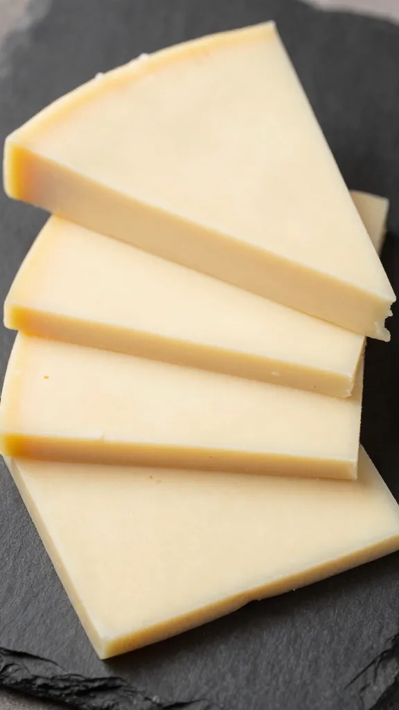 sliced queso de mano stack on dark slate