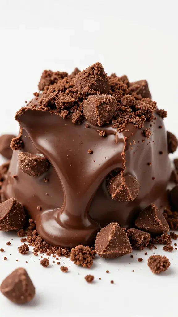 moist chocolate crumb macro with melting chips