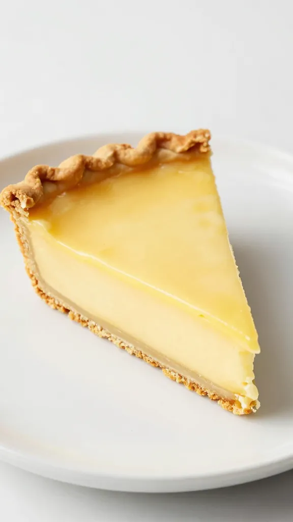 slice of baby lemon impossible pie with set custard