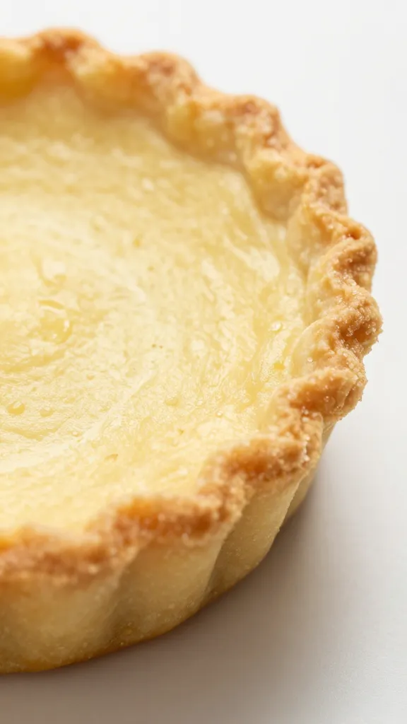 golden self-made crust edge of mini lemon pie, macro